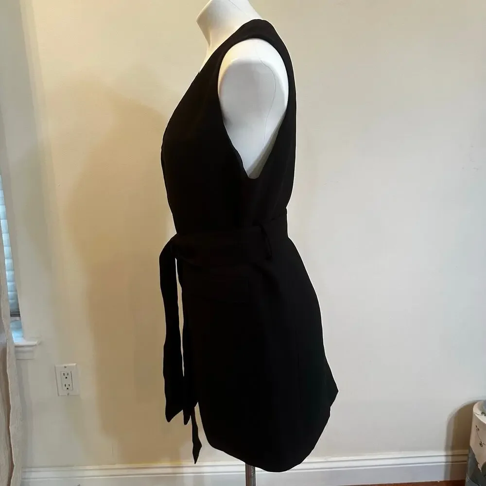 Womens J. Crew 365 Long Belted Sleeveless Blazer sz 8